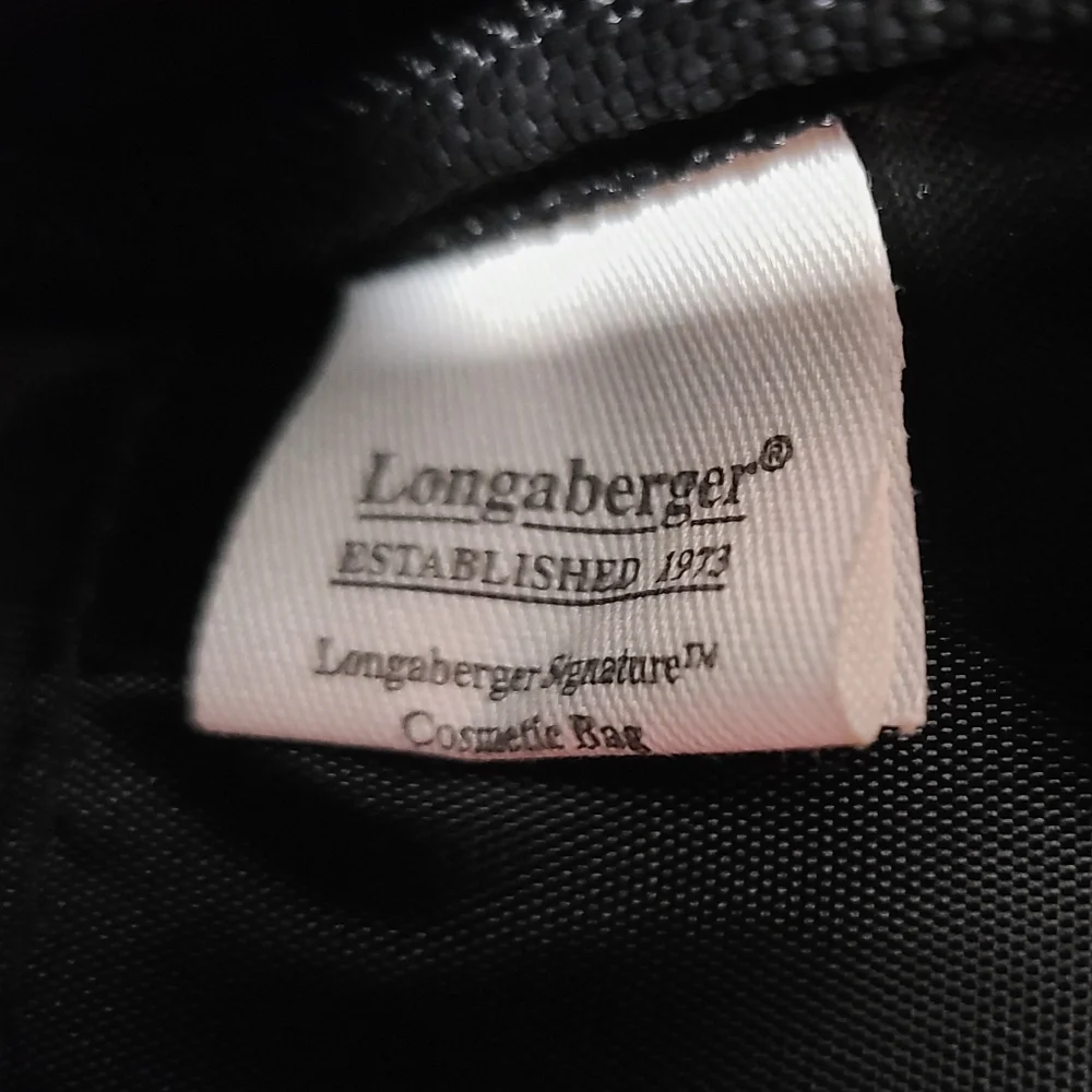 Longaberger Vintage Zip Top Signature Cosmetic Case Brown Diamond Print